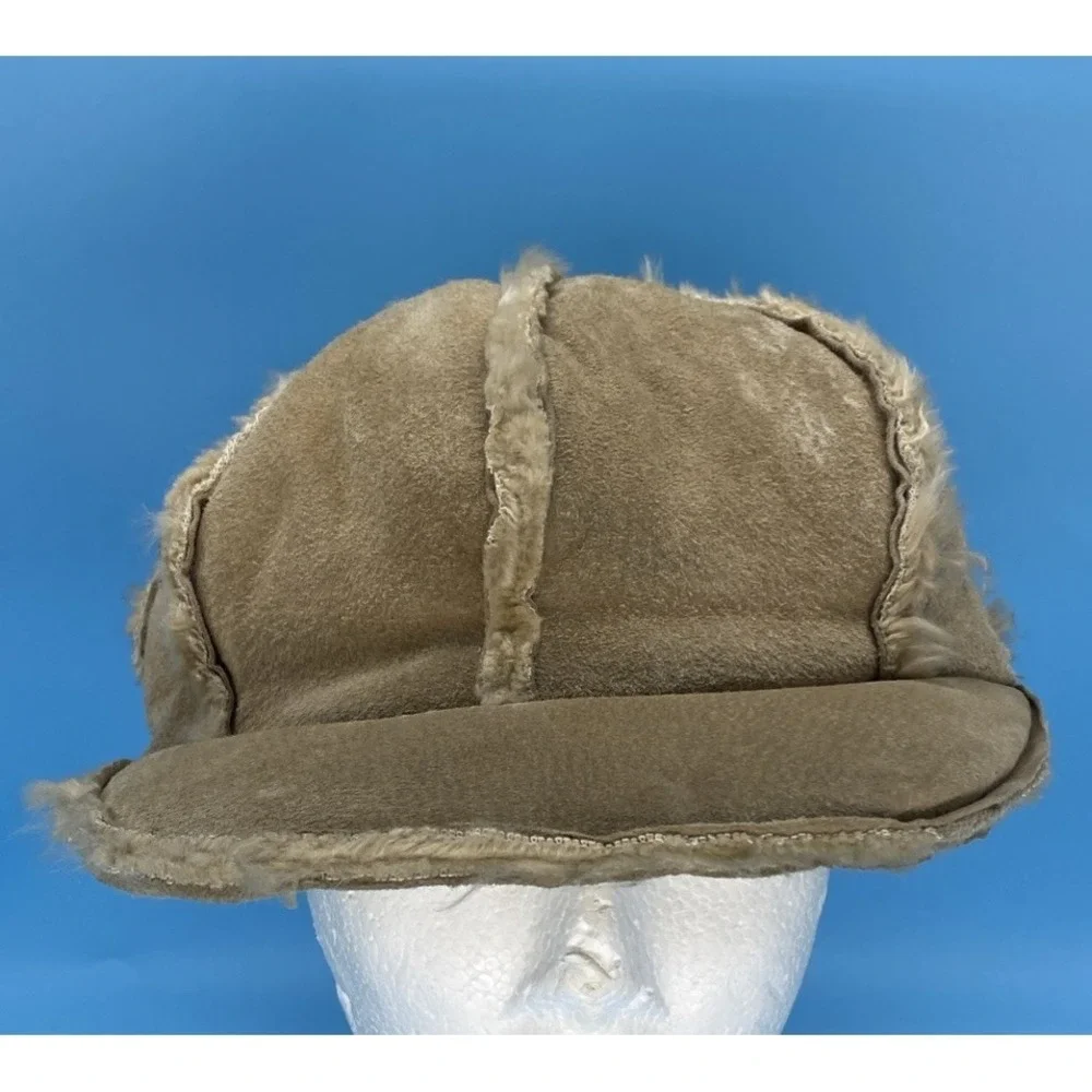 Vintage Wilsons Leather Maxima Shearling Suede Patchwork Newsboy Hat Gorpcore